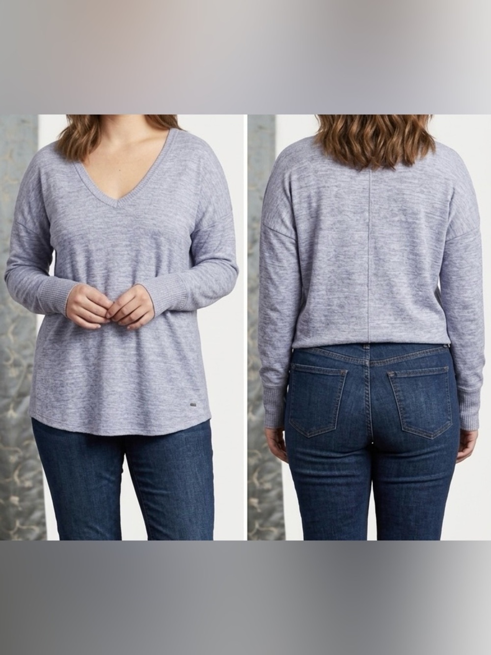 Abercrombie & Fitch Soft Blue V-Neck Knit Sweater